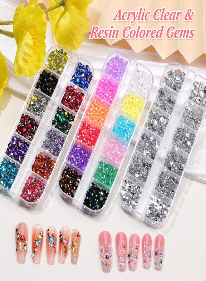 editTime 15 Boxes Nail Rhinestones Gems Kit,Gold/Silver Metal Studs,Mixed Sizes Flatback Crystals Rhinestones,Half Pearls,Sequins,Foil Flakes with Tweezers & Dotting Tools for DIY Manicure - Image 2